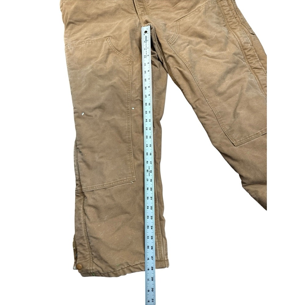Carhartt Bib Overalls Mens 38x32 Brown Insulated - Picture 11 of 11